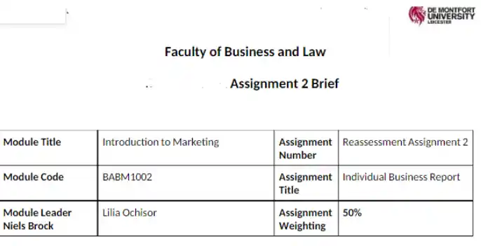 BABM1002 Introduction to Marketing Assignment 2 Brief
