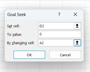 MGE302 Step 3. Fill in the Goal Seek dialog