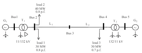 Figure 1. A single-line diagram of the power network..webp KD6010 Figure 1. A single-line diagram of the power network.