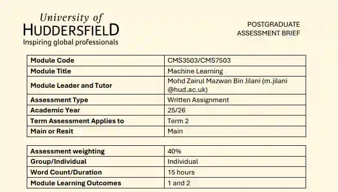 CMS3503\CMS7503 ML Assignment 1