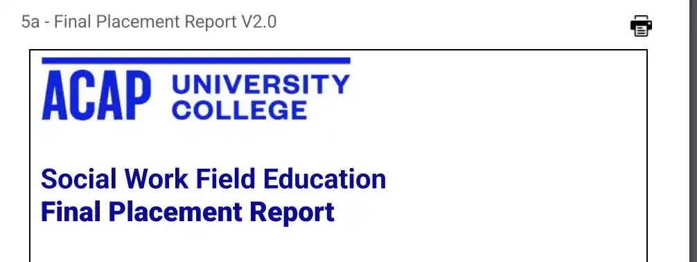 Social Work Field Education Final Placement Report