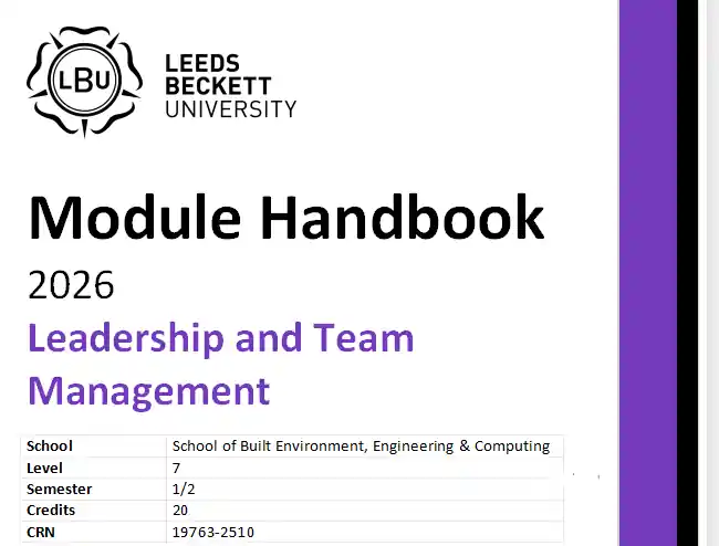 Leadership and Team Management Module Handbook.webp Leadership and Team Management Module Handbook | Leeds Beckett University