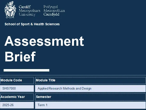 SHS7000 Assessment Brief | Cardiff Metropolitan University