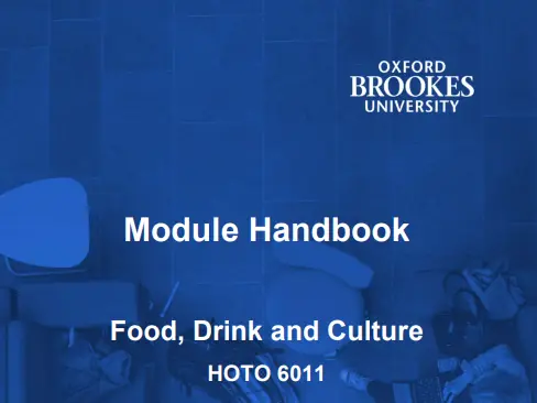 HOTO 6011 Food, Drink and Culture