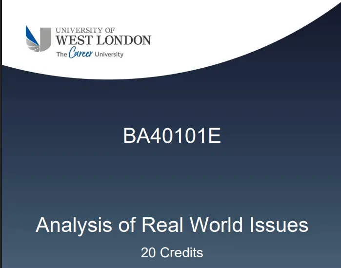 BA40101E Analysis of Real World Issues