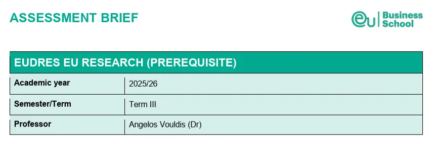 EUDRES EU Research (Prerequisite) Assessment Brief