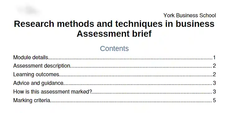 YBR7005M Research Methods and Techniques in Business Assessment 1 Brief | YSJU