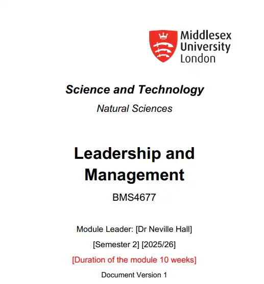 BMS4677 Leadership and Management Handbook BMS4677 Leadership and Management Handbook