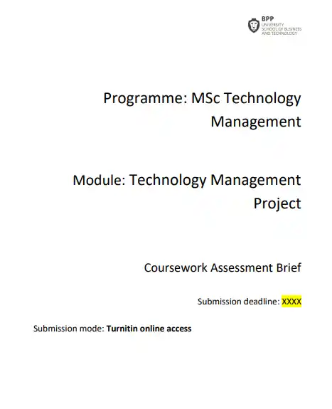 Technology Management Project Coursework Assessment Brief  BPP