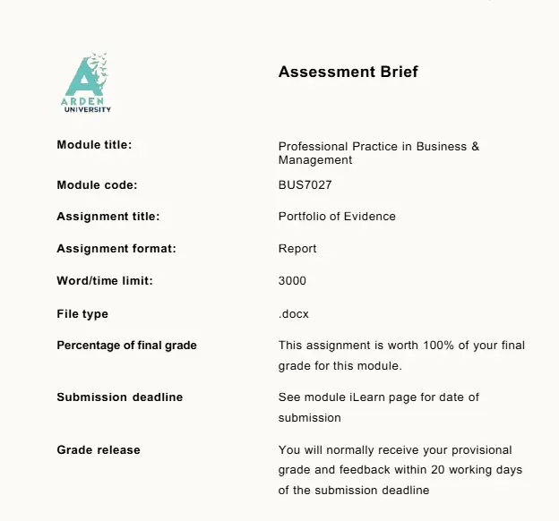 BUS7027 Professional Practice in Business Portfolio of Evidence Report.webp BUS7027 Professional Practice in Business Portfolio of Evidence Report