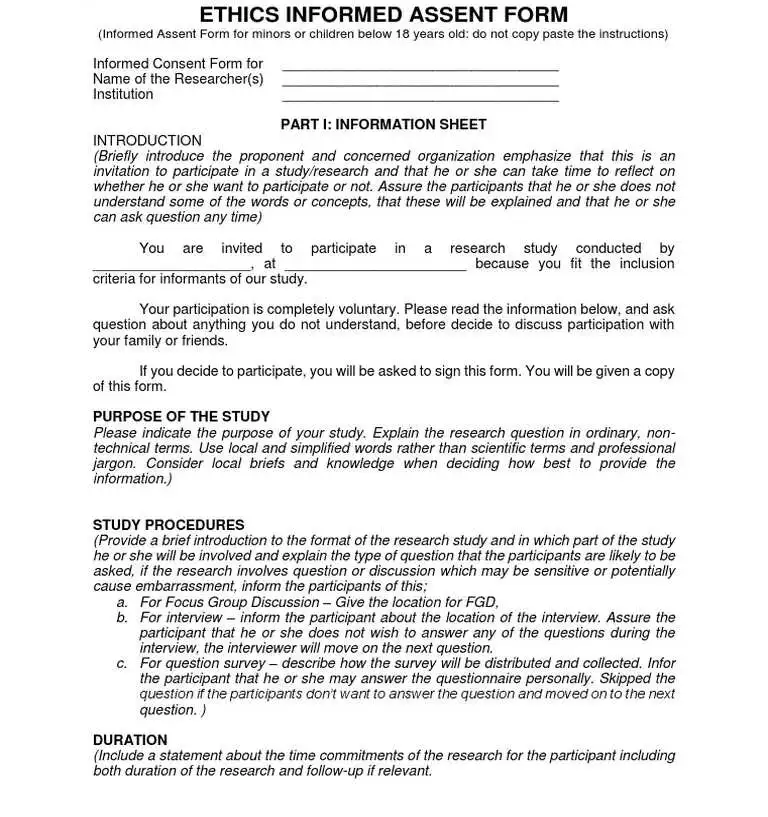 Ethics Form Example