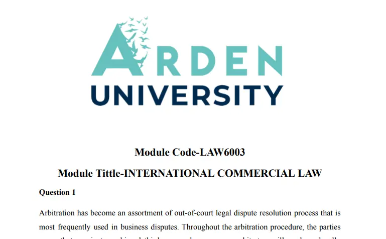 LAW6003 International Commercial Law Assignment