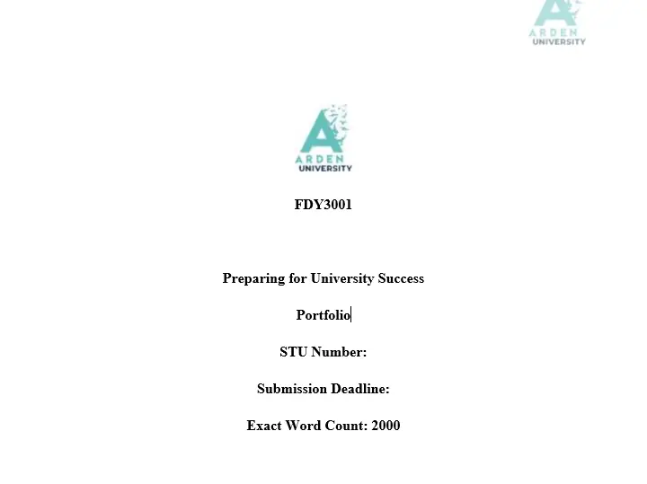 FDY3001  Preparing for University Success Portfolio Solution